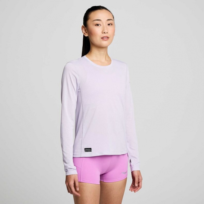 Purple Women's Saucony Stopwatch Long Sleeve T-Shirt | MALAYSIA-HJIY