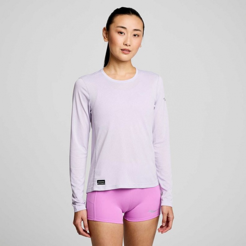 Purple Women\'s Saucony Stopwatch Long Sleeve T-Shirt | MALAYSIA-HJIY