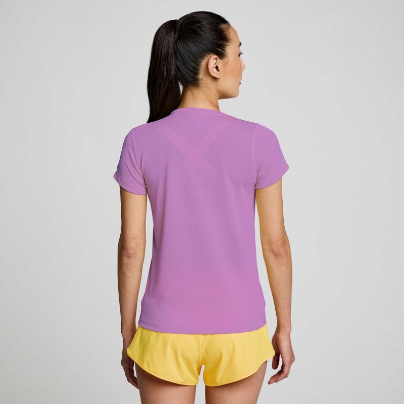 Purple Women's Saucony Stopwatch Short Sleeve T-Shirt | MALAYSIA-HDRT