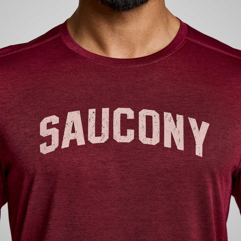 Red Men's Saucony Stopwatch Graphic Long Sleeve T-Shirt | MALAYSIA-ORUY