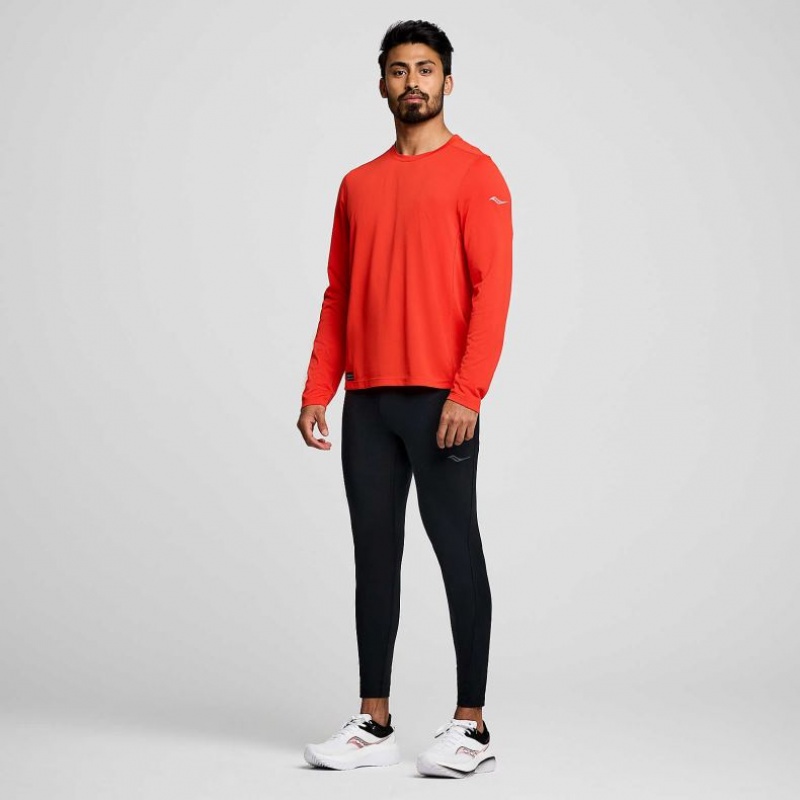 Red Men's Saucony Stopwatch Long Sleeve T-Shirt | MALAYSIA-TZIU