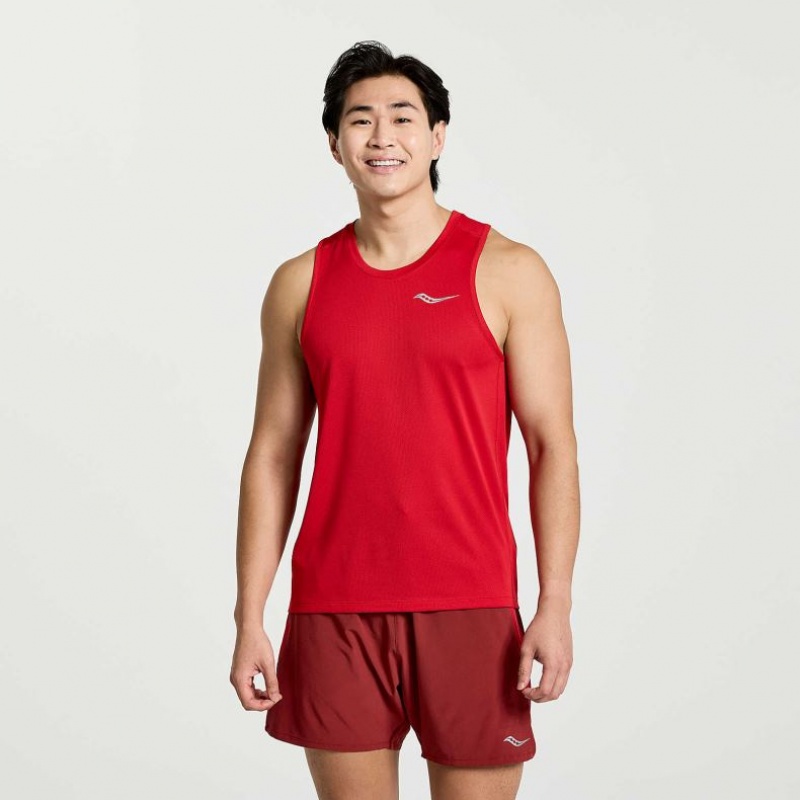 Red Men\'s Saucony Stopwatch Singlet | MALAYSIA-BKZR