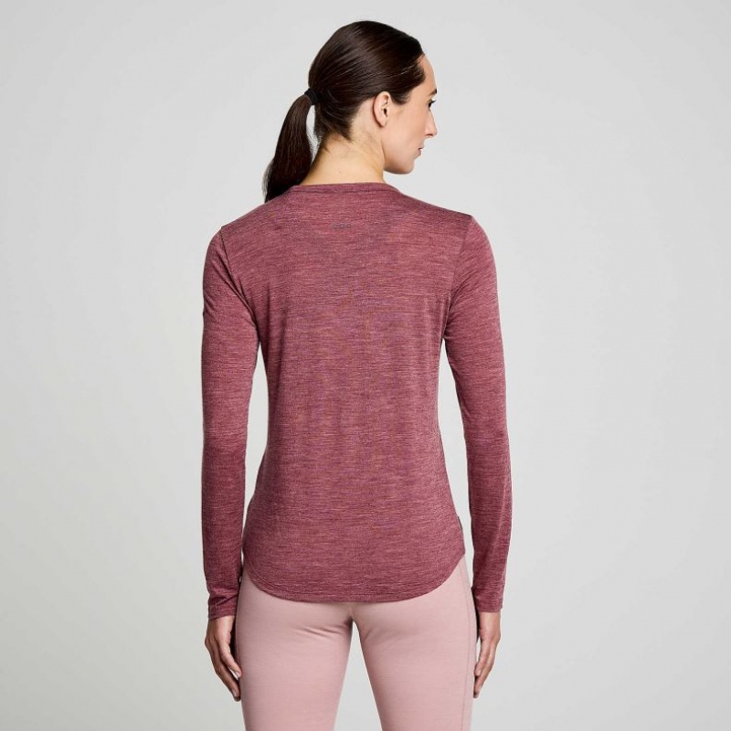 Red Women's Saucony Peregrine Merino Long Sleeve T-Shirt | MALAYSIA-SWQG