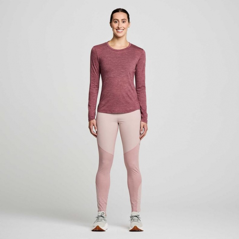 Red Women's Saucony Peregrine Merino Long Sleeve T-Shirt | MALAYSIA-SWQG