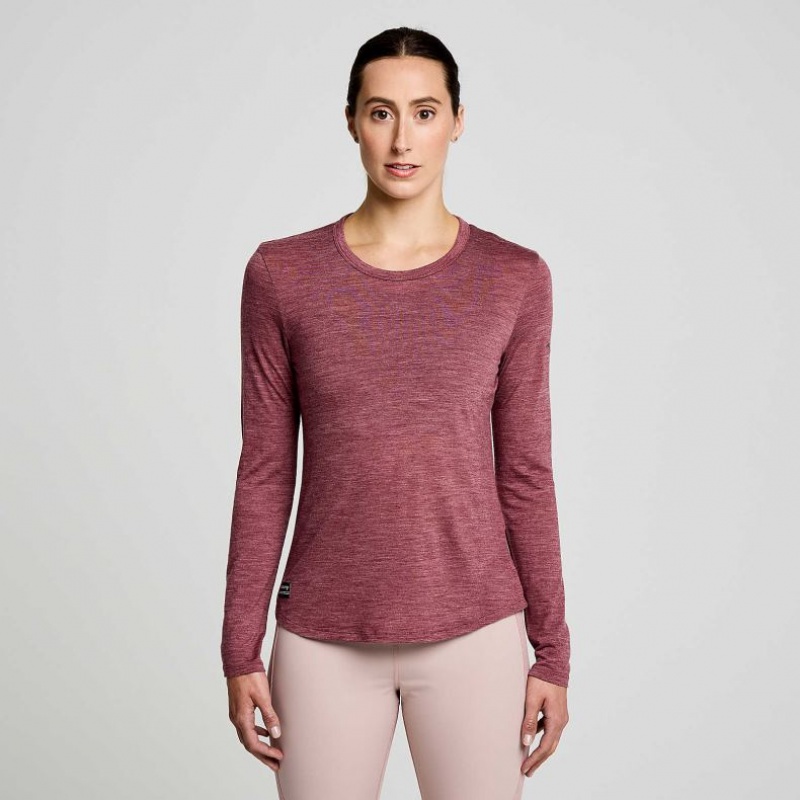 Red Women\'s Saucony Peregrine Merino Long Sleeve T-Shirt | MALAYSIA-SWQG