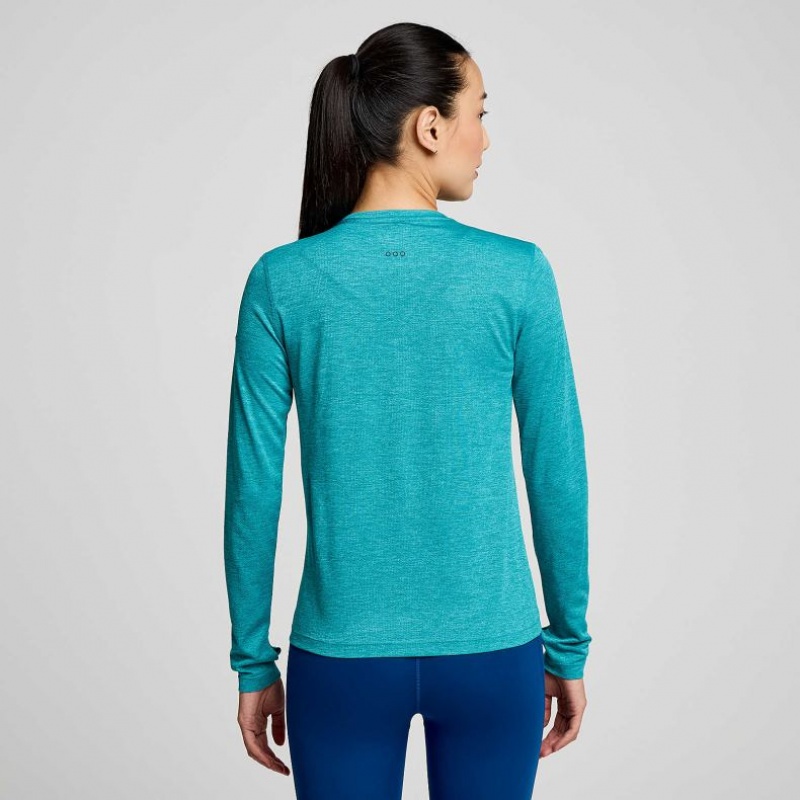 Turquoise Women's Saucony Stopwatch Long Sleeve T-Shirt | MALAYSIA-JQXS