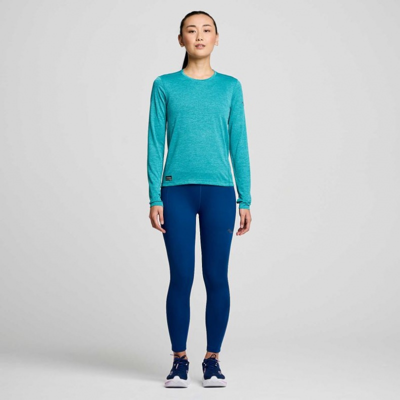 Turquoise Women's Saucony Stopwatch Long Sleeve T-Shirt | MALAYSIA-JQXS