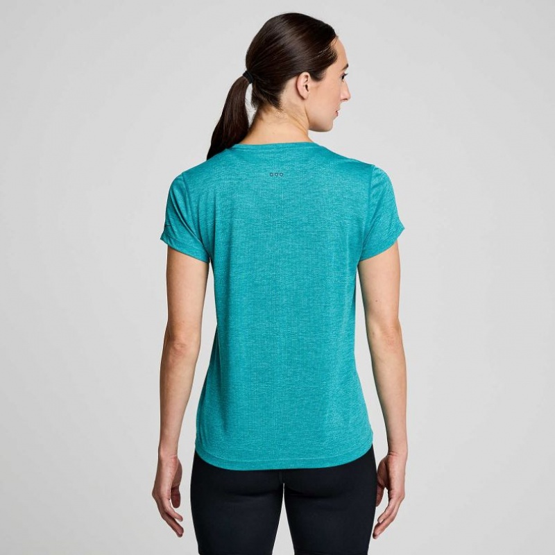 Turquoise Women's Saucony Stopwatch Short Sleeve T-Shirt | MALAYSIA-HQJT