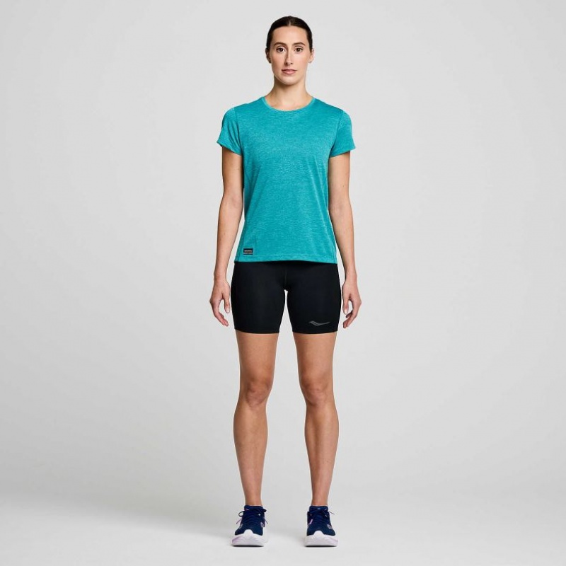 Turquoise Women's Saucony Stopwatch Short Sleeve T-Shirt | MALAYSIA-HQJT