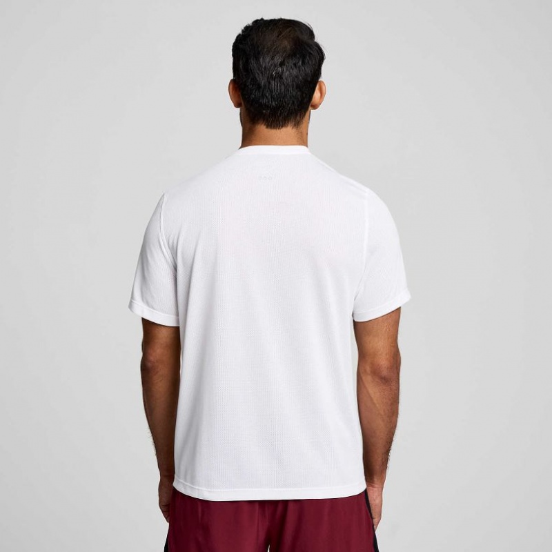 White Men's Saucony Stopwatch Graphic Short Sleeve T-Shirt | MALAYSIA-FHPW