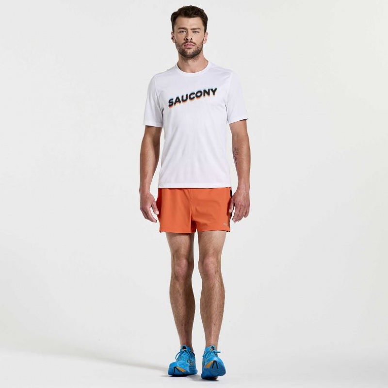 White Men's Saucony Stopwatch Graphic Short Sleeve T-Shirt | MALAYSIA-KPVW