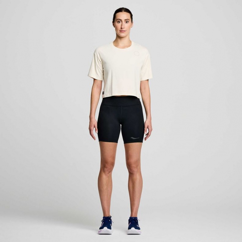 White Women's Saucony Recovery Boxy T-Shirt | MALAYSIA-FLWR