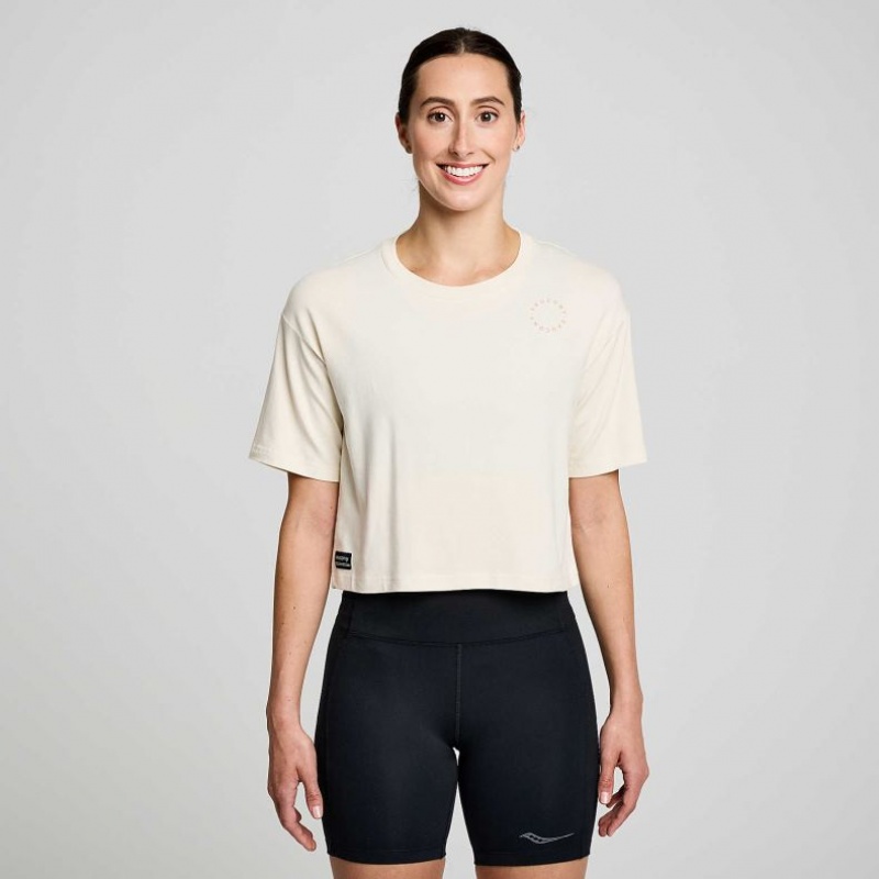 White Women\'s Saucony Recovery Boxy T-Shirt | MALAYSIA-FLWR