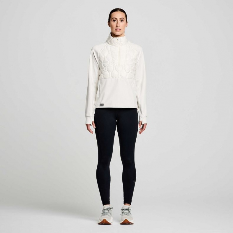 White Women's Saucony Solstice Oysterpuff 1/2 Zip Sweatshirt | MALAYSIA-SDWV