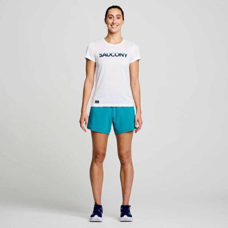 White Women's Saucony Stopwatch Graphic Short Sleeve T-Shirt | MALAYSIA-MCEL