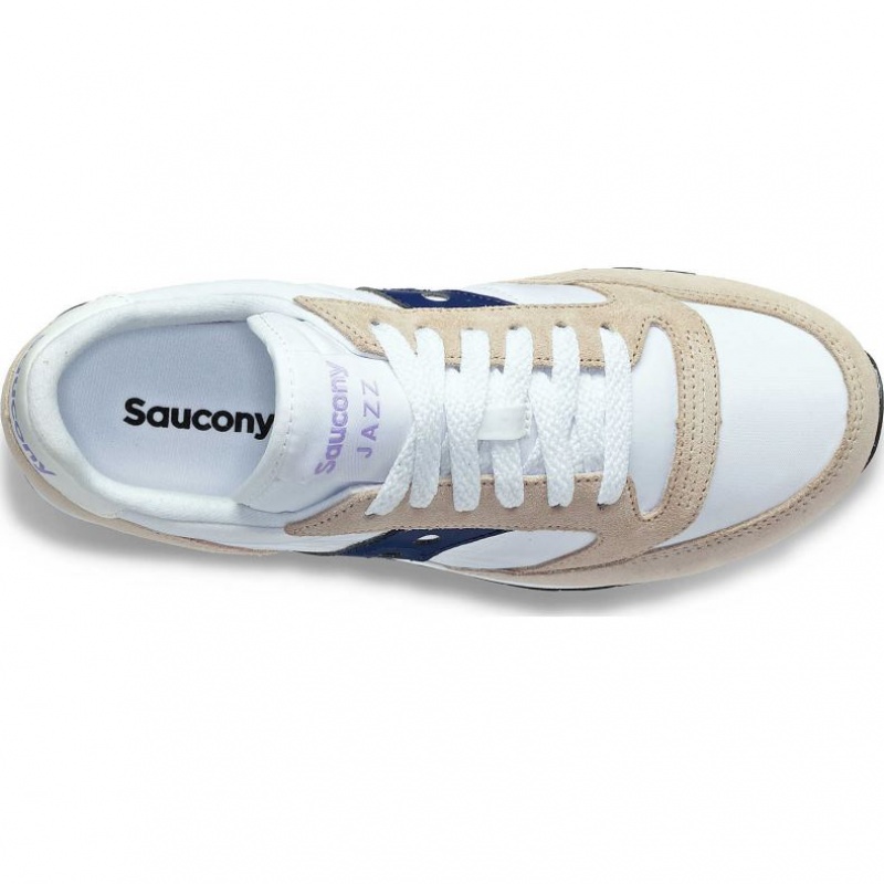 White / Beige / Navy Women's Saucony Jazz Original Sneakers | MALAYSIA-PXTZ