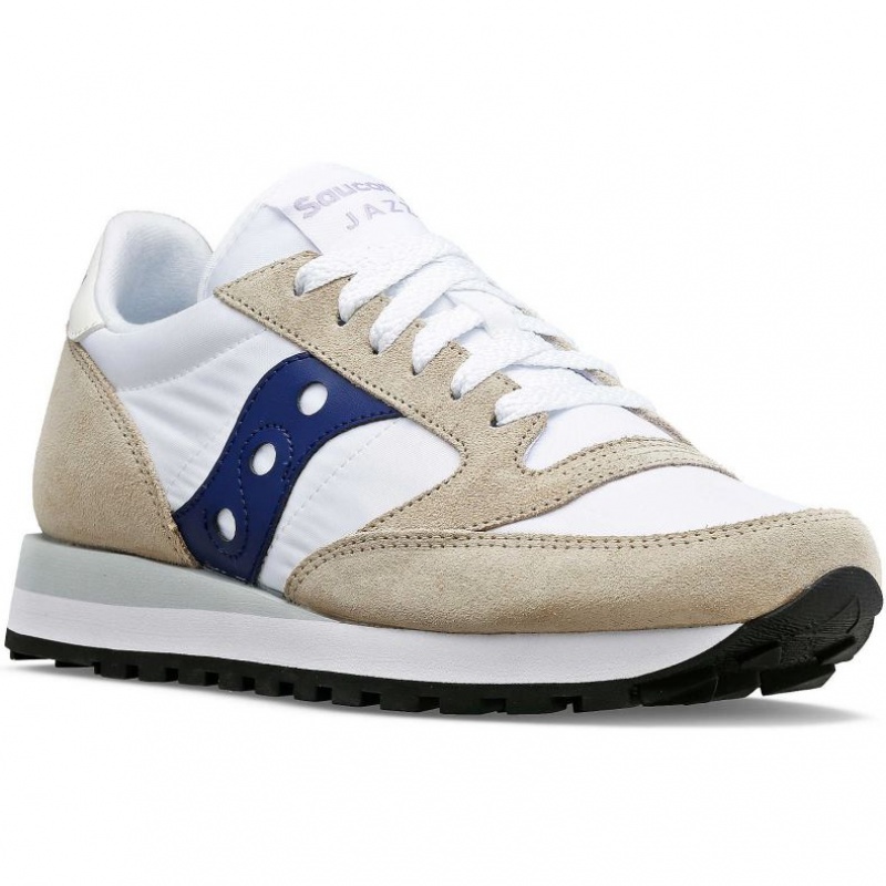 White / Beige / Navy Women's Saucony Jazz Original Sneakers | MALAYSIA-PXTZ