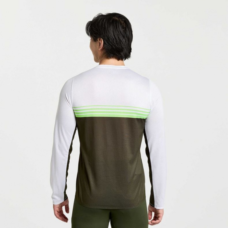 White / Black Men's Saucony Elite Long Sleeve T-Shirt | MALAYSIA-YWEL