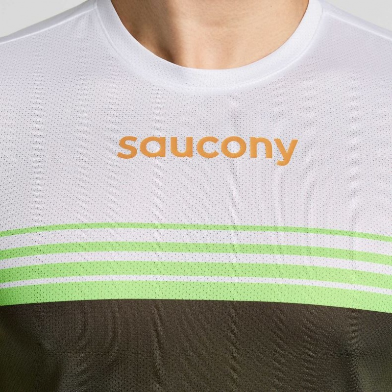 White / Black Men's Saucony Elite Long Sleeve T-Shirt | MALAYSIA-YWEL