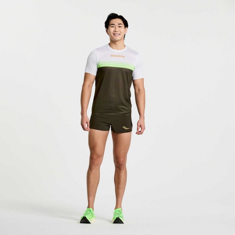 White / Black Men's Saucony Elite Short Sleeve T-Shirt | MALAYSIA-JKYA