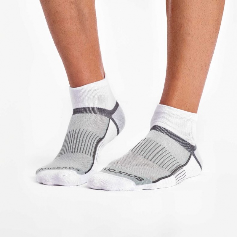 White / Grey Women's Saucony Inferno Quarter 3-Pack Socks | MALAYSIA-JCNO