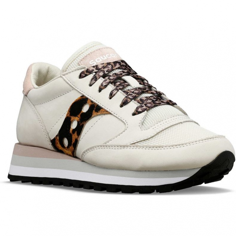 White / Leopard Women's Saucony Jazz Triple Sneakers | MALAYSIA-MNWY