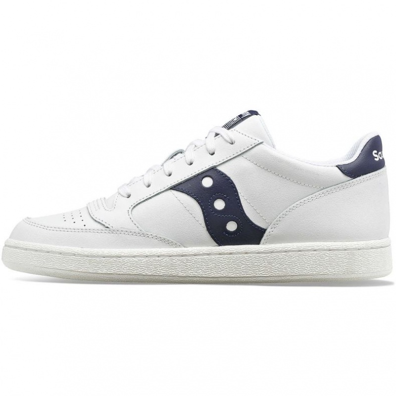 White / Navy Men's Saucony Jazz Court PU Sneakers | MALAYSIA-REJD