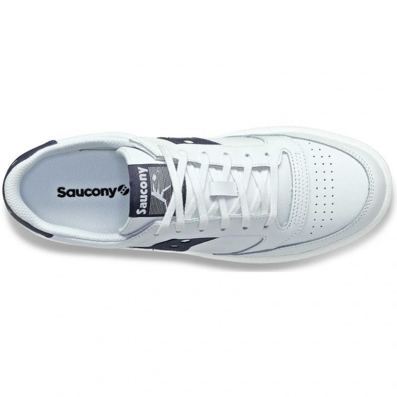 White / Navy Men's Saucony Jazz Court PU Sneakers | MALAYSIA-REJD