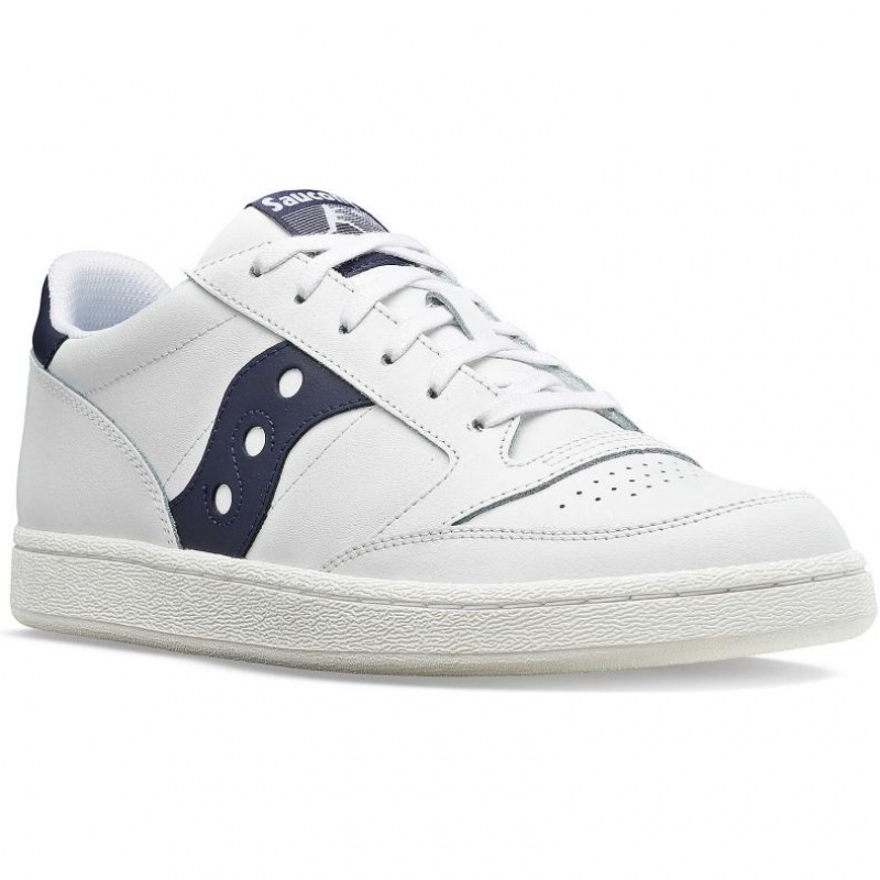 White / Navy Men's Saucony Jazz Court PU Sneakers | MALAYSIA-REJD