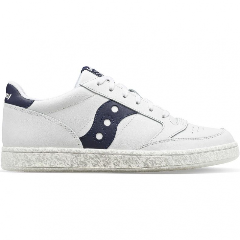 White / Navy Men\'s Saucony Jazz Court PU Sneakers | MALAYSIA-REJD