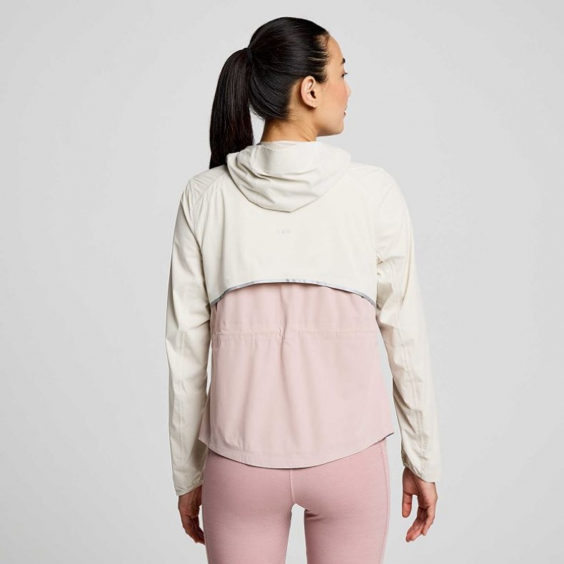 White / Pink Women's Saucony Runshield Jacket | MALAYSIA-DMSK