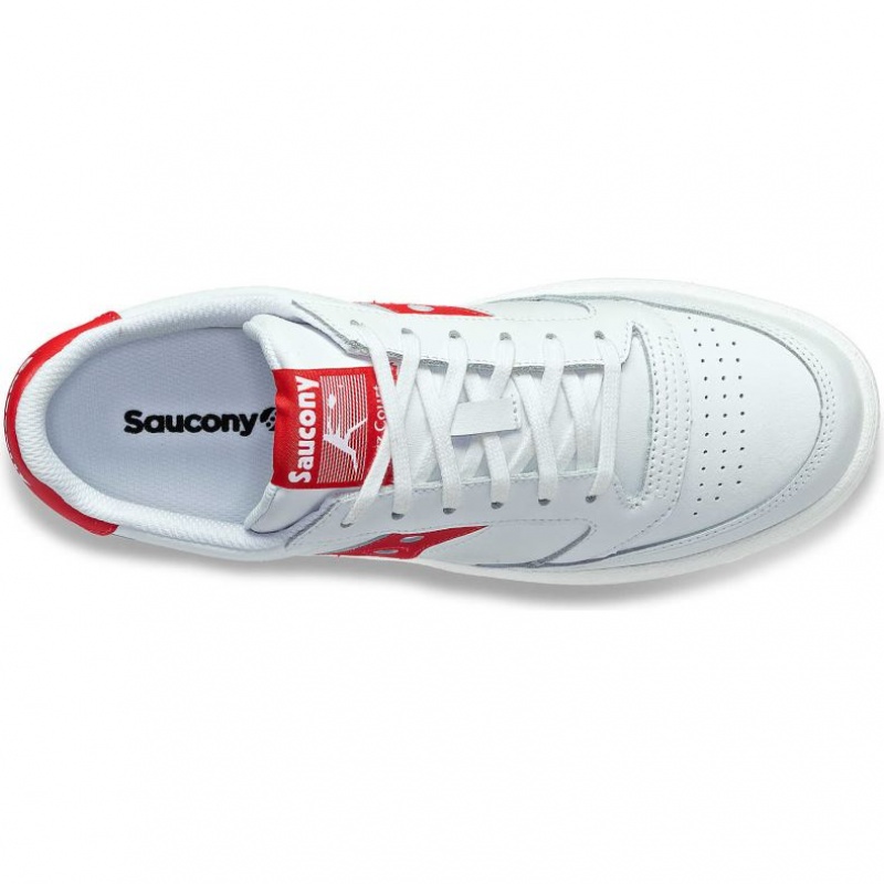 White / Red Men's Saucony Jazz Court PU Sneakers | MALAYSIA-LUVR