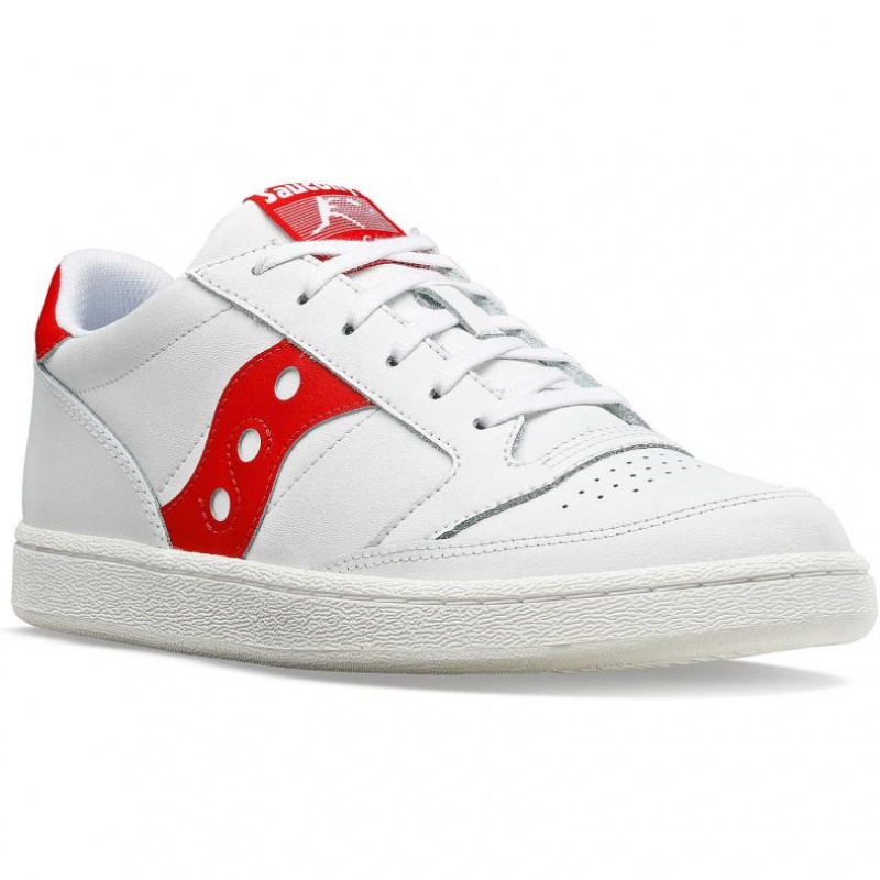 White / Red Men's Saucony Jazz Court PU Sneakers | MALAYSIA-LUVR