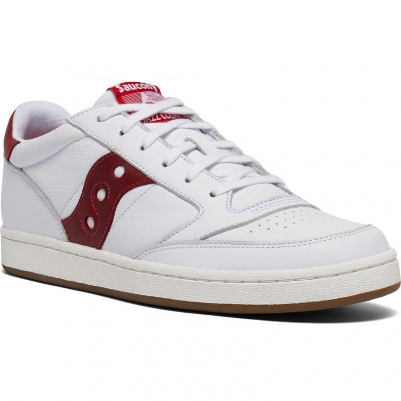 White / Red Men's Saucony Jazz Court Sneakers | MALAYSIA-VRHJ