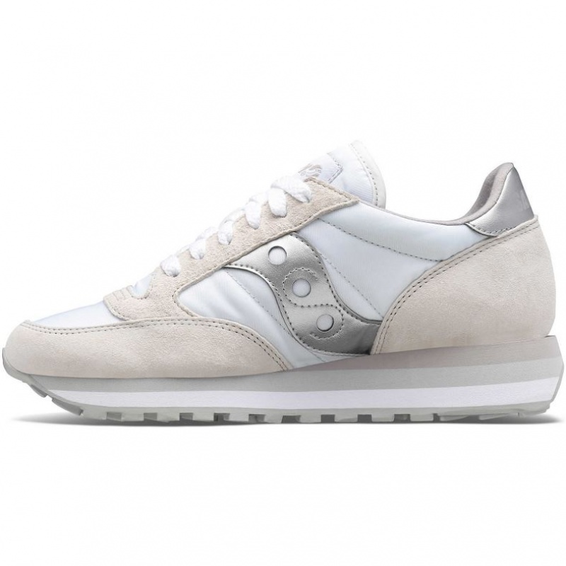 White / Silver Women's Saucony Jazz Triple Sneakers | MALAYSIA-NEMZ