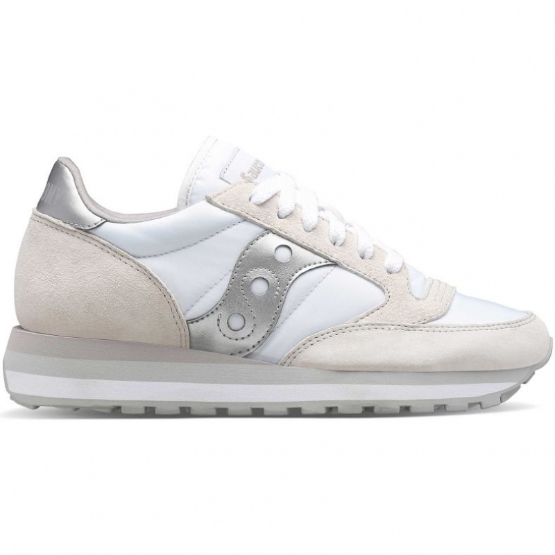 White / Silver Women\'s Saucony Jazz Triple Sneakers | MALAYSIA-NEMZ