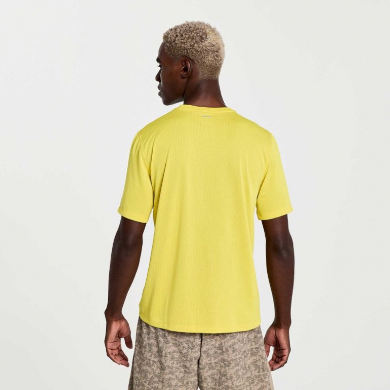 Yellow Men's Saucony Stopwatch Graphic Short Sleeve T-Shirt | MALAYSIA-EYJF