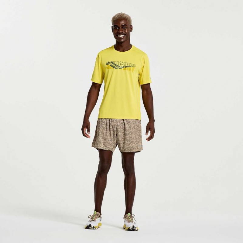 Yellow Men's Saucony Stopwatch Graphic Short Sleeve T-Shirt | MALAYSIA-EYJF