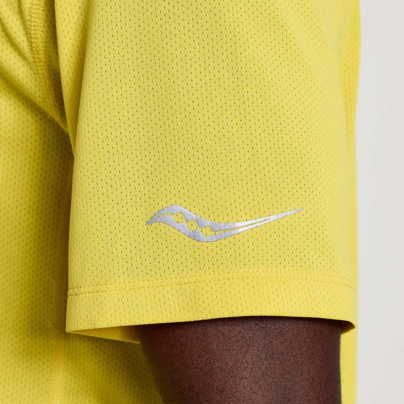 Yellow Men's Saucony Stopwatch Graphic Short Sleeve T-Shirt | MALAYSIA-EYJF