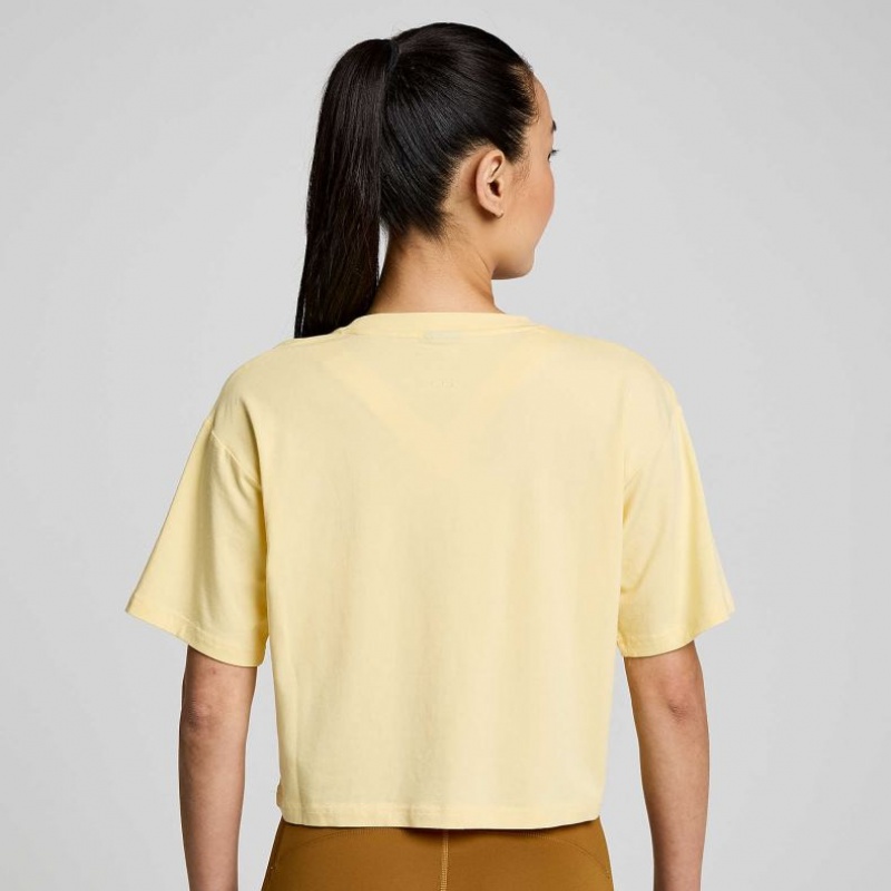 Yellow Women's Saucony Recovery Boxy T-Shirt | MALAYSIA-DZJH