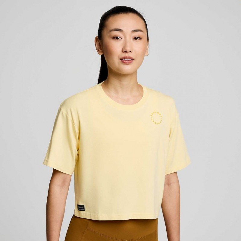 Yellow Women\'s Saucony Recovery Boxy T-Shirt | MALAYSIA-DZJH