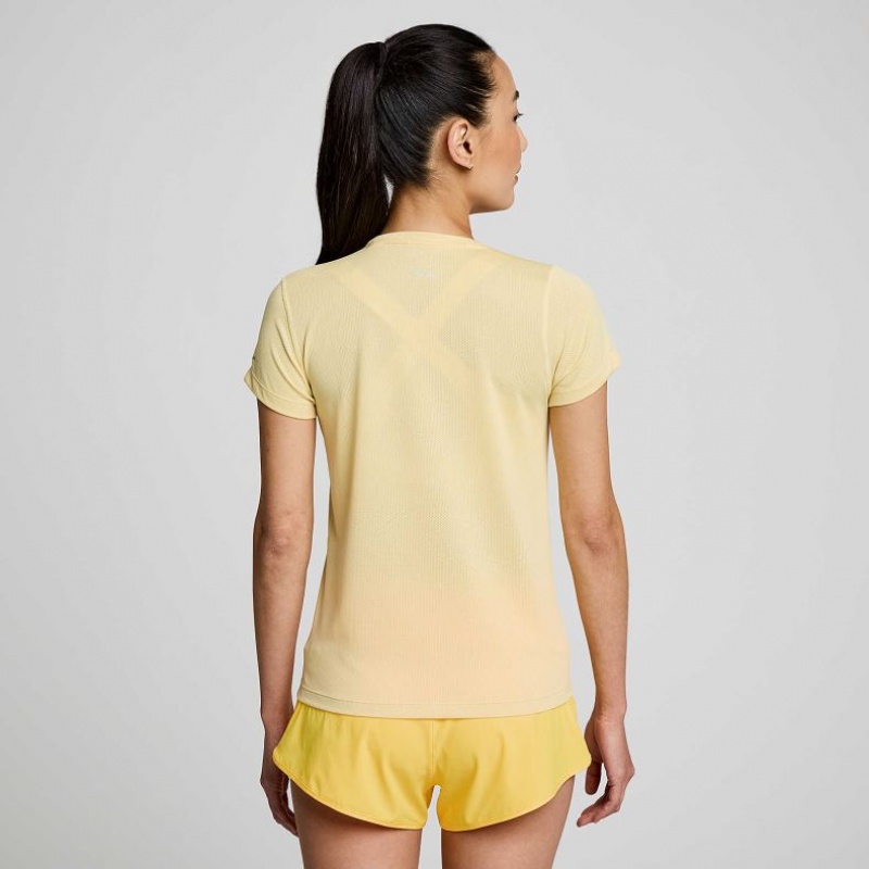 Yellow Women's Saucony Stopwatch Short Sleeve T-Shirt | MALAYSIA-RQYH