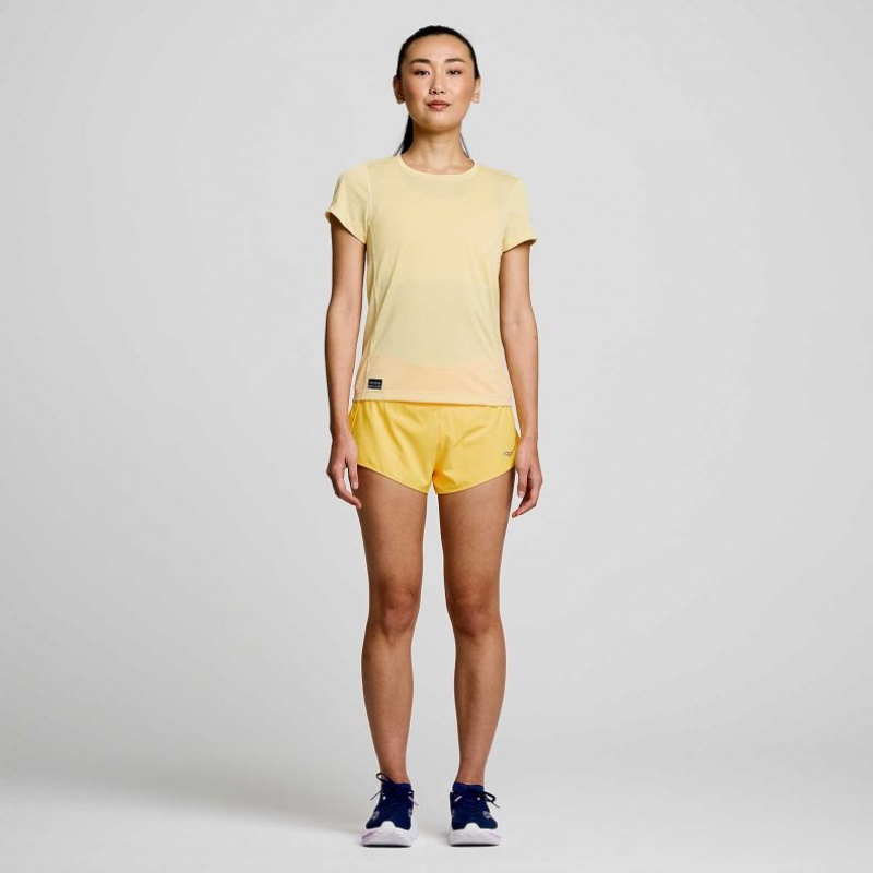 Yellow Women's Saucony Stopwatch Short Sleeve T-Shirt | MALAYSIA-RQYH